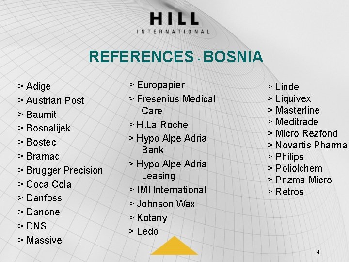 REFERENCES - BOSNIA > Adige > Austrian Post > Baumit > Bosnalijek > Bostec