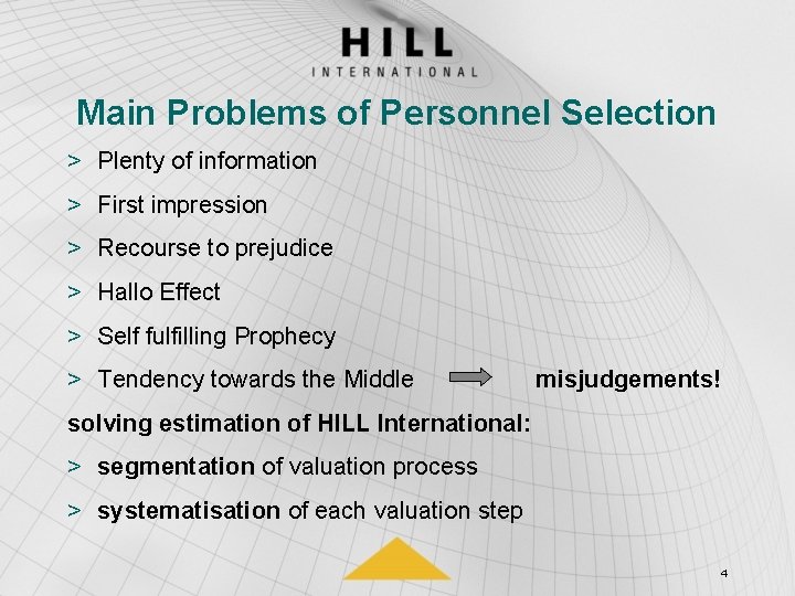 Main Problems of Personnel Selection > Plenty of information > First impression > Recourse