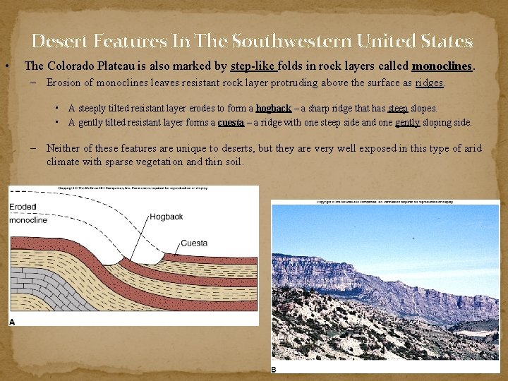 Desert Features In The Southwestern United States • The Colorado Plateau is also marked