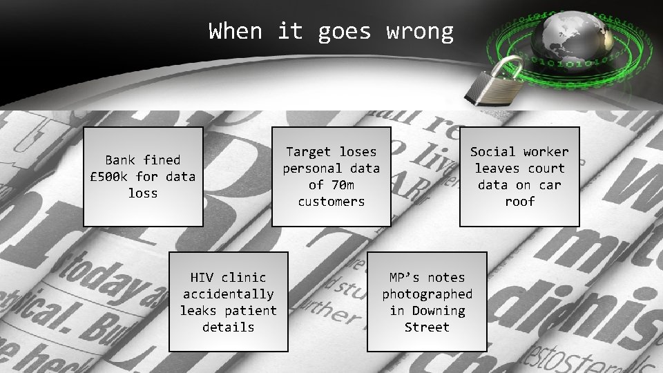 When it goes wrong Bank fined £ 500 k for data loss HIV clinic When it goes wrong Bank fined £ 500 k for data loss HIV clinic