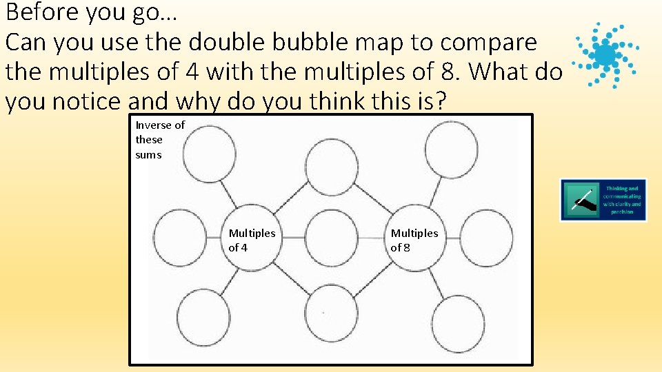 Before you go… Can you use the double bubble map to compare the multiples