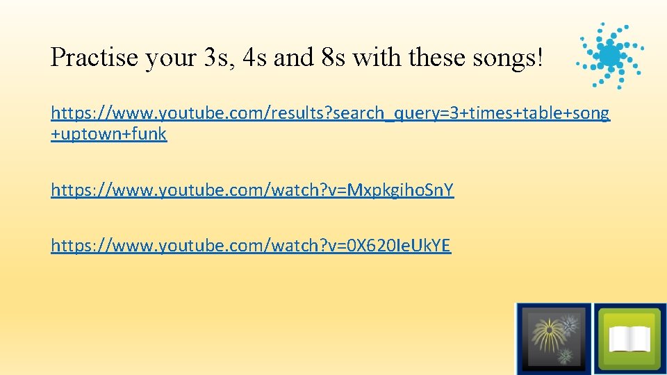 Practise your 3 s, 4 s and 8 s with these songs! https: //www.