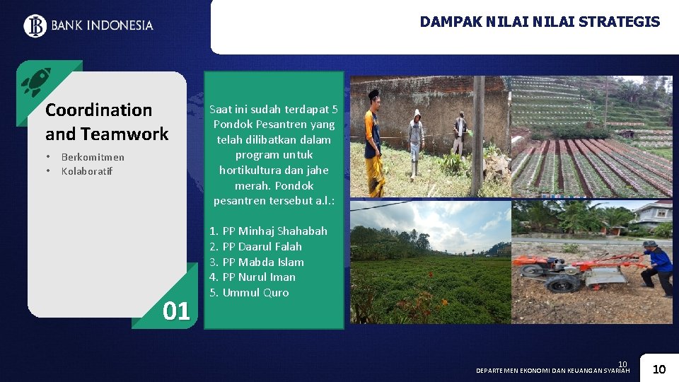 DAMPAK NILAI STRATEGIS Coordination and Teamwork • • Berkomitmen Kolaboratif 01 Saat ini sudah