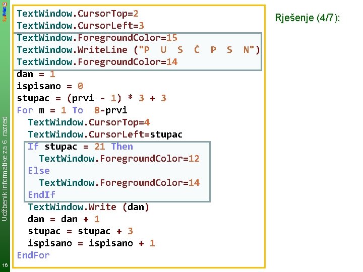 Udžbenik informatike za 6. razred 16 Text. Window. Cursor. Top=2 Text. Window. Cursor. Left=3