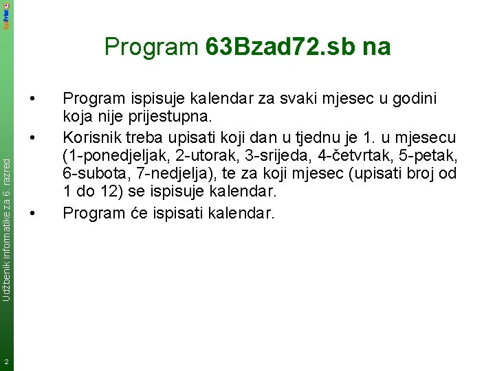 Program 63 Bzad 72. sb na • Udžbenik informatike za 6. razred • 2