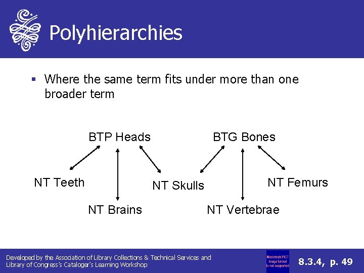 Polyhierarchies § Where the same term fits under more than one broader term BTP