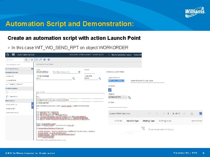 Automation Script and Demonstration: Create an automation script with action Launch Point > In
