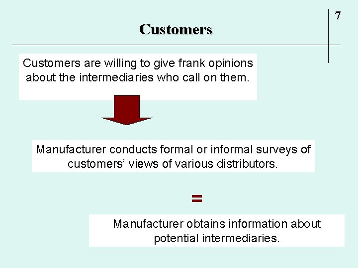 Customers are willing to give frank opinions about the intermediaries who call on them.