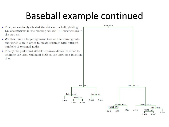 Baseball example continued 