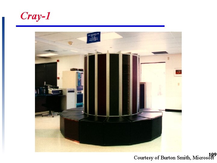 Cray-1 109 Courtesy of Burton Smith, Microsoft 