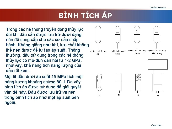 le the truyen BÌNH TÍCH ÁP Trong các hệ thống truyền động thủy lực