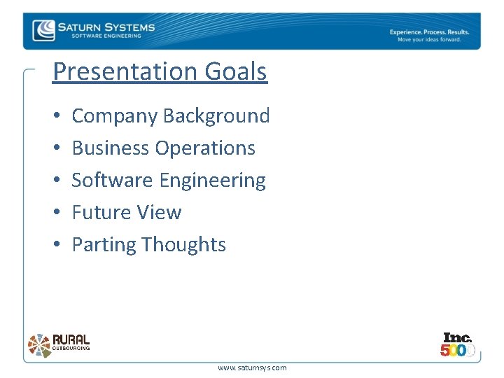 Presentation Goals • • • Company Background Business Operations Software Engineering Future View Parting