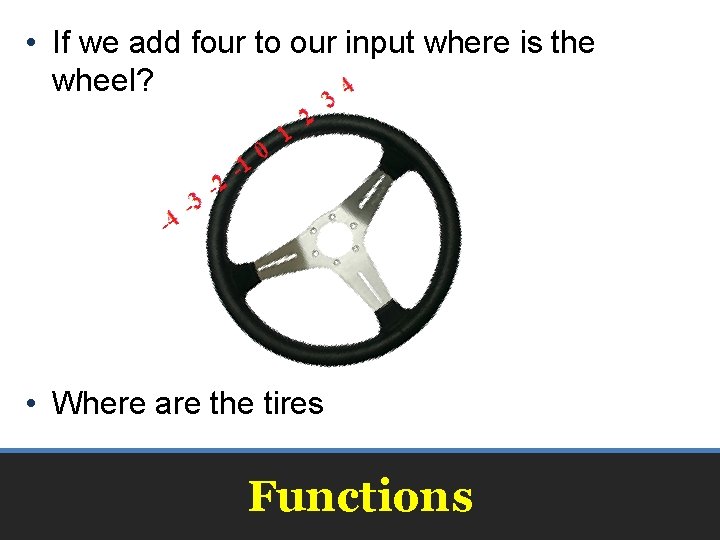  • If we add four to our input where is the wheel? •