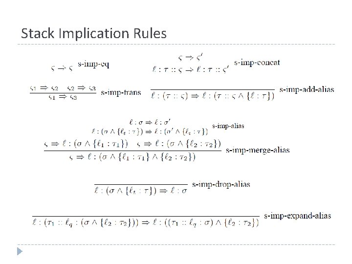 Stack Implication Rules 