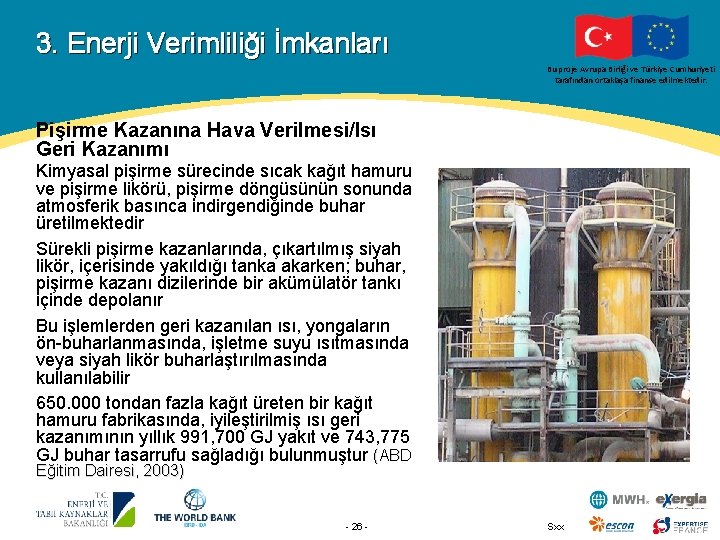 3. Enerji Verimliliği İmkanları Bu proje Avrupa Birliği ve Türkiye Cumhuriyeti tarafından ortaklaşa finanse