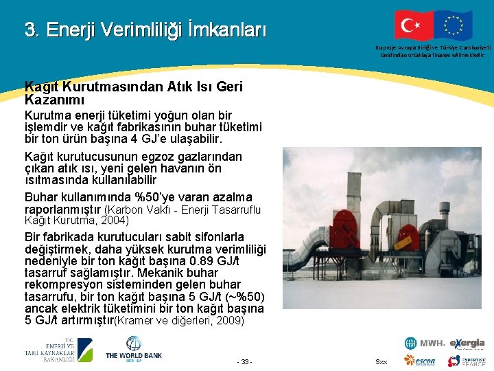 3. Enerji Verimliliği İmkanları Bu proje Avrupa Birliği ve Türkiye Cumhuriyeti tarafından ortaklaşa finanse