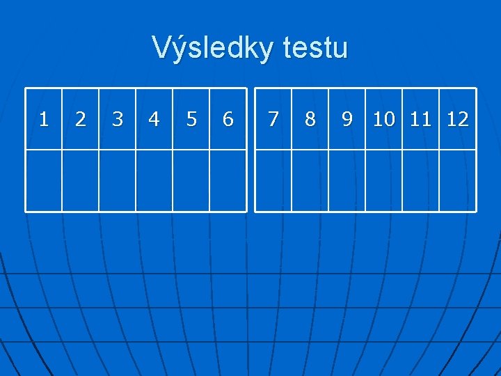 Výsledky testu 1 2 3 4 5 6 7 8 9 10 11 12