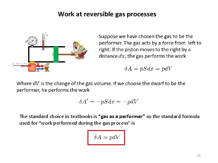 Work at reversible gas processes The standard choice in textbooks is “gas as a