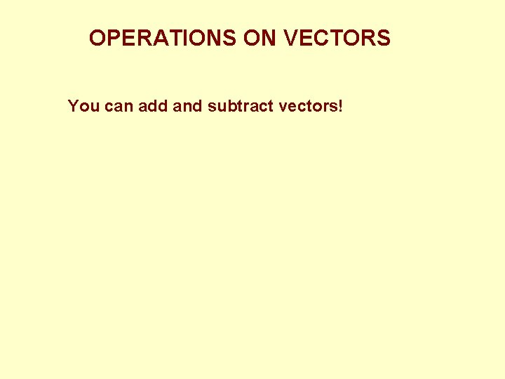 OPERATIONS ON VECTORS You can add and subtract vectors! 