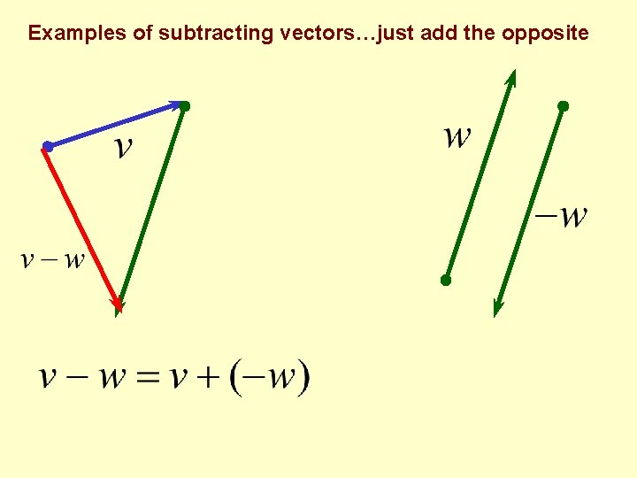 Examples of subtracting vectors…just add the opposite 