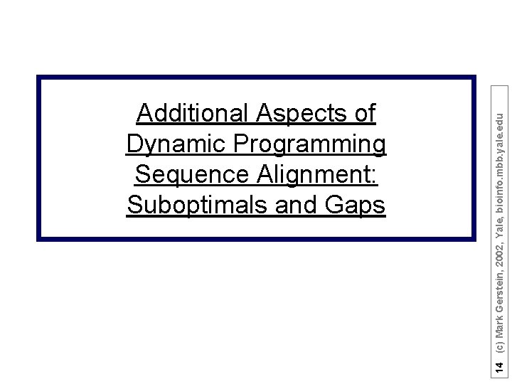 14 (c) Mark Gerstein, 2002, Yale, bioinfo. mbb. yale. edu Additional Aspects of Dynamic