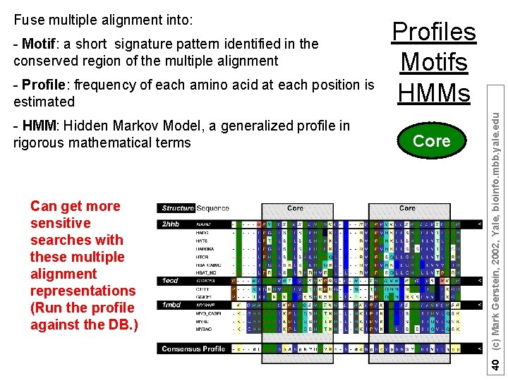 - Motif: a short signature pattern identified in the conserved region of the multiple