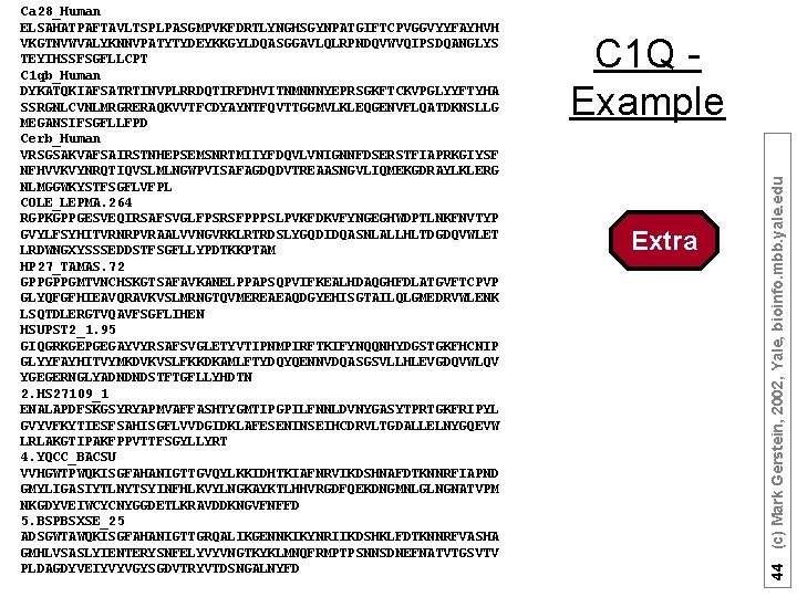 C 1 Q Example Extra 44 (c) Mark Gerstein, 2002, Yale, bioinfo. mbb. yale.