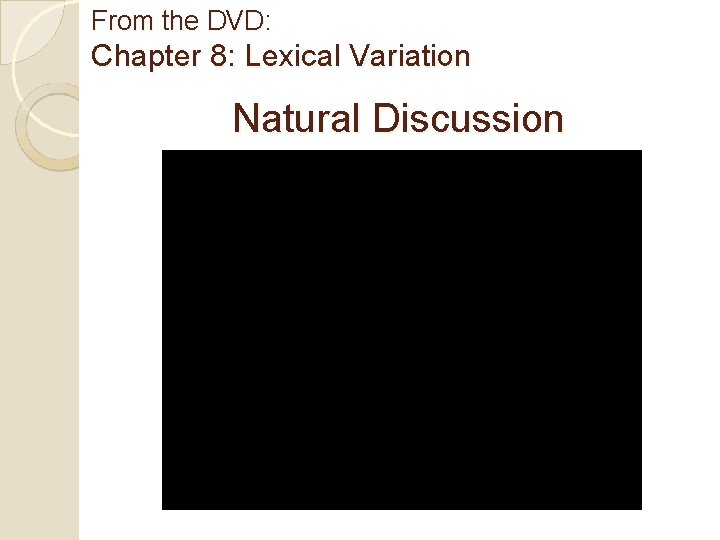 From the DVD: Chapter 8: Lexical Variation Natural Discussion 