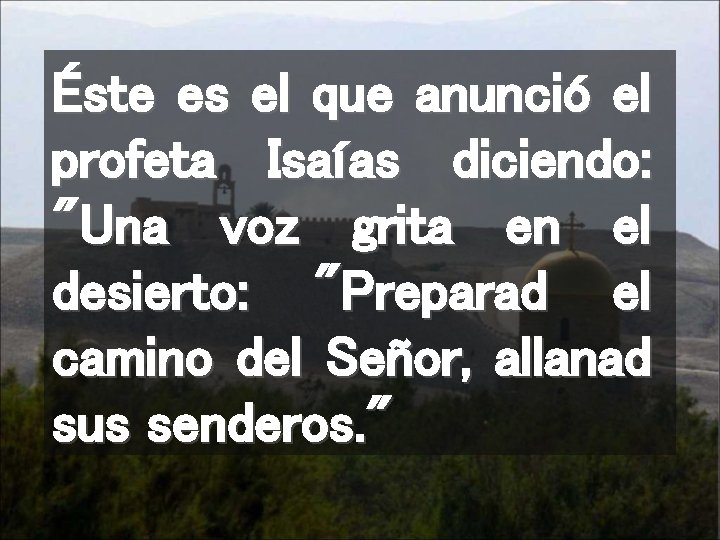 Éste es el que anunció el profeta Isaías diciendo: "Una voz grita en el