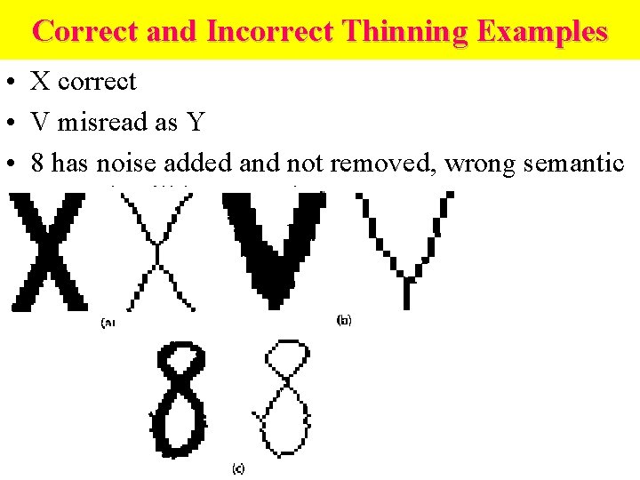 Correct and Incorrect Thinning Examples • X correct • V misread as Y • Correct and Incorrect Thinning Examples • X correct • V misread as Y •