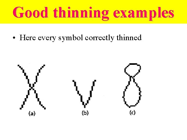 Good thinning examples • Here every symbol correctly thinned Good thinning examples • Here every symbol correctly thinned