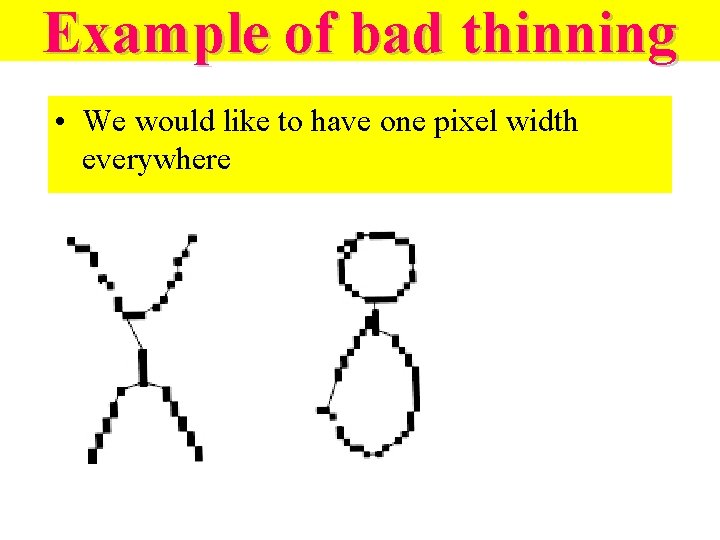 Example of bad thinning • We would like to have one pixel width everywhere Example of bad thinning • We would like to have one pixel width everywhere