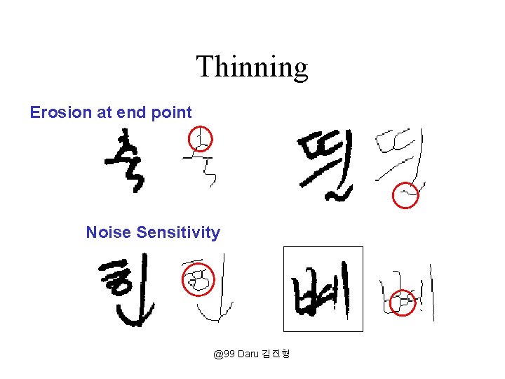 Thinning Erosion at end point Noise Sensitivity @99 Daru 김진형 Thinning Erosion at end point Noise Sensitivity @99 Daru 김진형