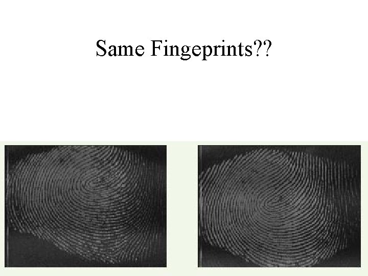 Same Fingeprints? ? Same Fingeprints? ?