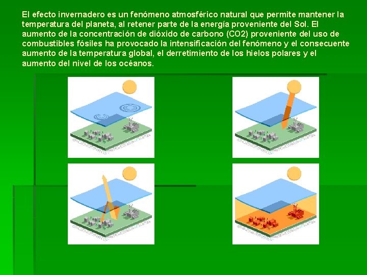 El efecto invernadero es un fenómeno atmosférico natural que permite mantener la temperatura del