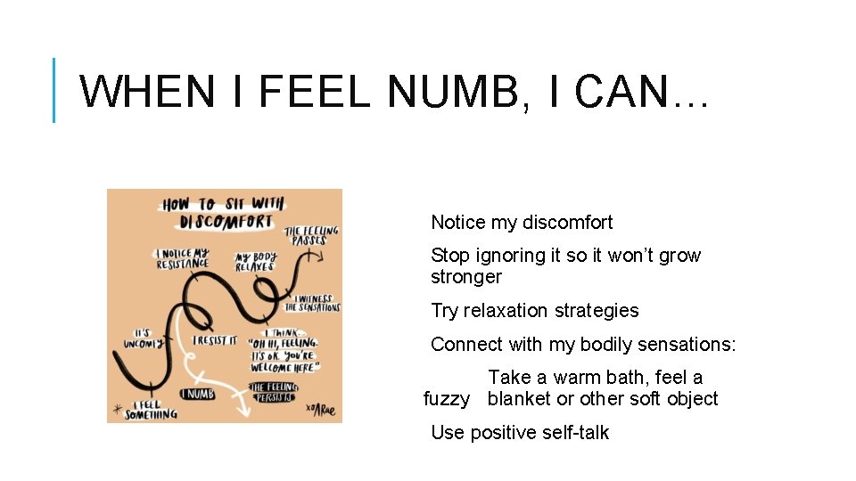 WHEN I FEEL NUMB, I CAN… Notice my discomfort Stop ignoring it so it