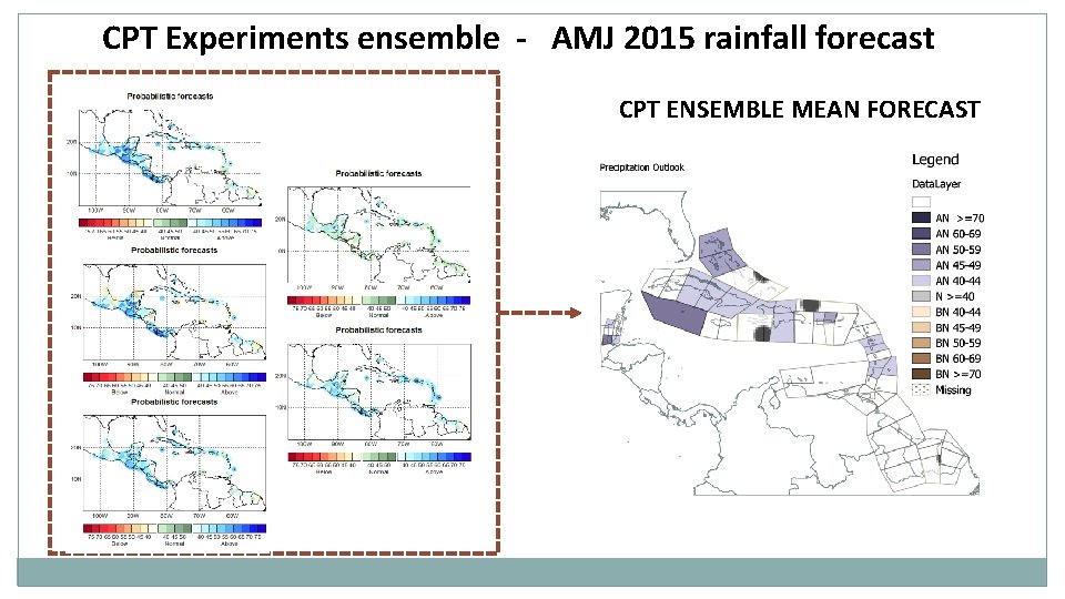 CPT Experiments ensemble - AMJ 2015 rainfall forecast CPT ENSEMBLE MEAN FORECAST 