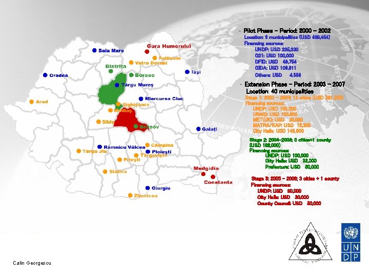  • Pilot Phase - Period: 2000 – 2002 Location: 9 municipalities (USD 489,