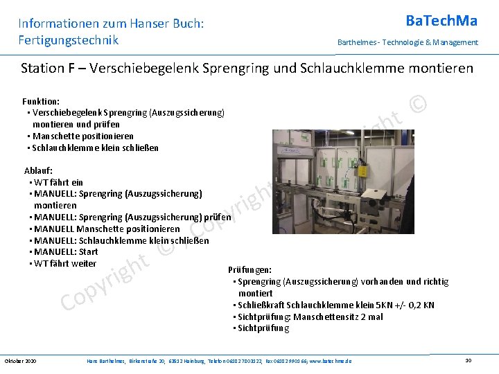 Ba. Tech. Ma Informationen zum Hanser Buch: Fertigungstechnik Barthelmes - Technologie & Management Station