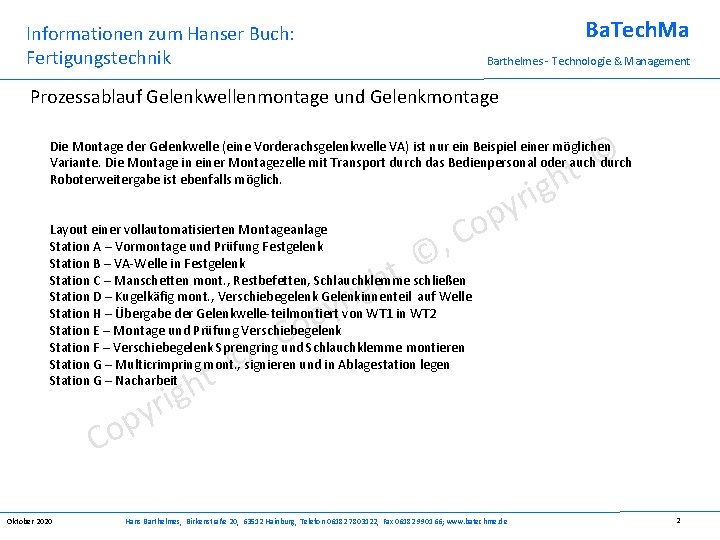 Ba. Tech. Ma Informationen zum Hanser Buch: Fertigungstechnik Barthelmes - Technologie & Management Prozessablauf