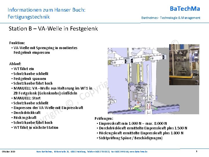 Ba. Tech. Ma Informationen zum Hanser Buch: Fertigungstechnik Barthelmes - Technologie & Management Station