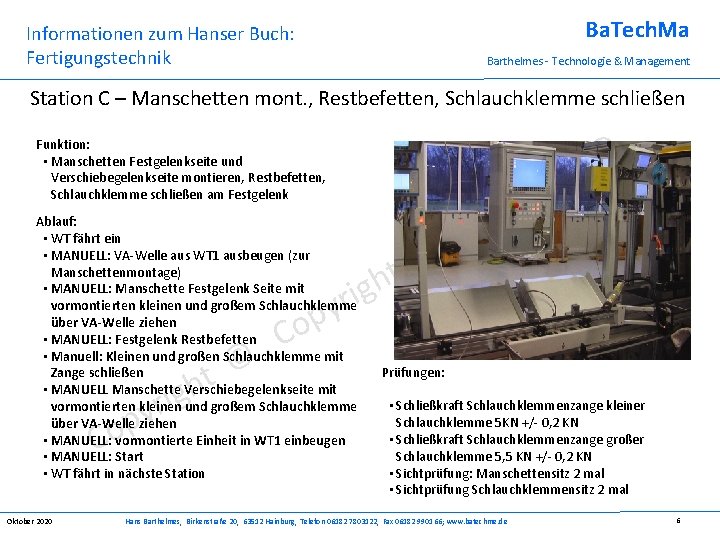 Ba. Tech. Ma Informationen zum Hanser Buch: Fertigungstechnik Barthelmes - Technologie & Management Station