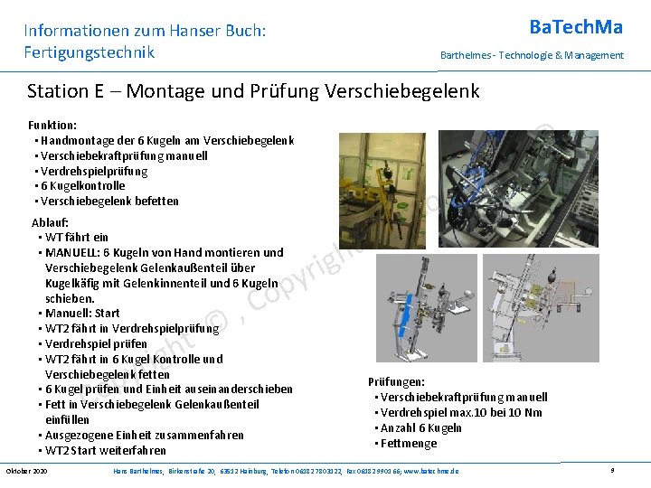 Ba. Tech. Ma Informationen zum Hanser Buch: Fertigungstechnik Barthelmes - Technologie & Management Station