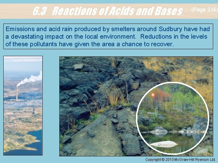 6. 3 Reactions of Acids and Bases (Page 236) Emissions and acid rain produced