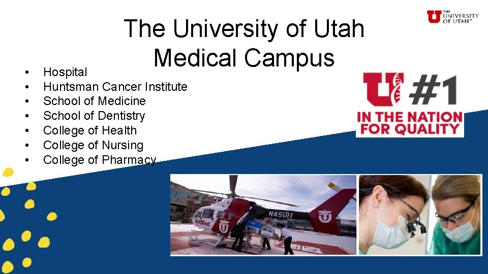 The University of Utah Medical Campus • • Hospital Huntsman Cancer Institute School of