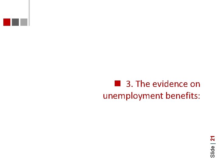 Slide | 21 3. The evidence on unemployment benefits: 