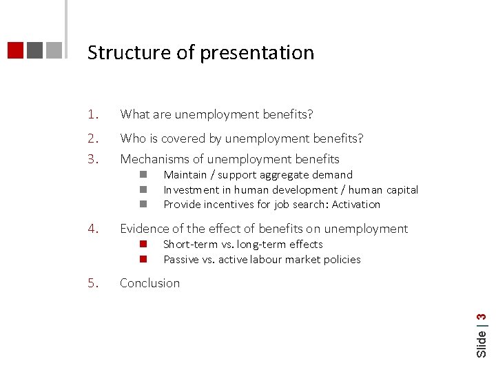 Structure of presentation 1. What are unemployment benefits? 2. 3. Who is covered by