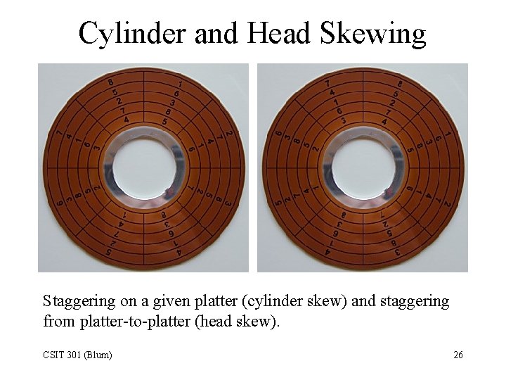 Cylinder and Head Skewing Staggering on a given platter (cylinder skew) and staggering from