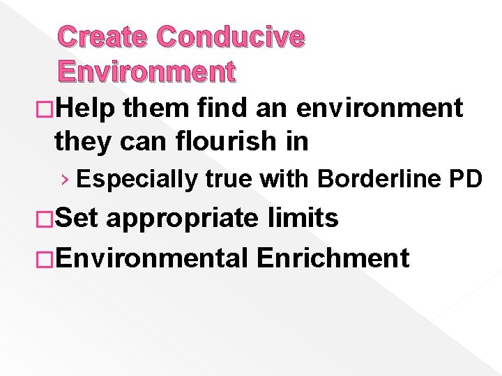 Create Conducive Environment �Help them find an environment they can flourish in › Especially