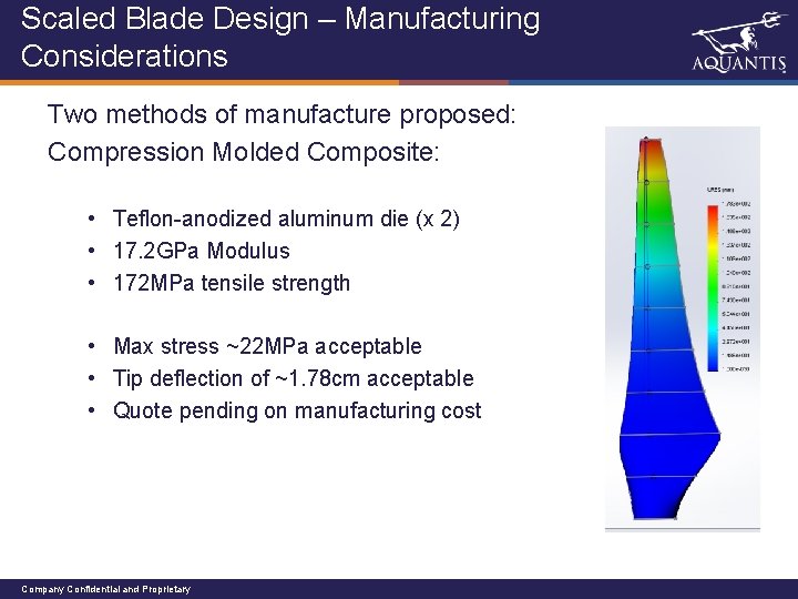 Scaled Blade Design – Manufacturing Considerations Two methods of manufacture proposed: Compression Molded Composite: